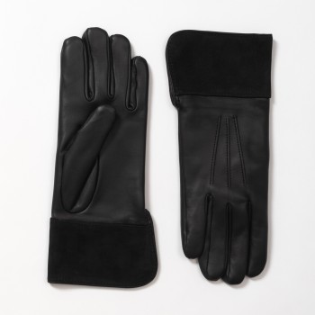 Man black leather gloves 
