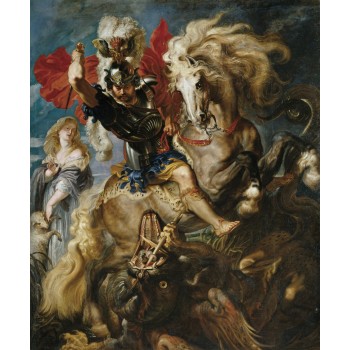 Cartel "La lucha de San Jorge y el dragón"