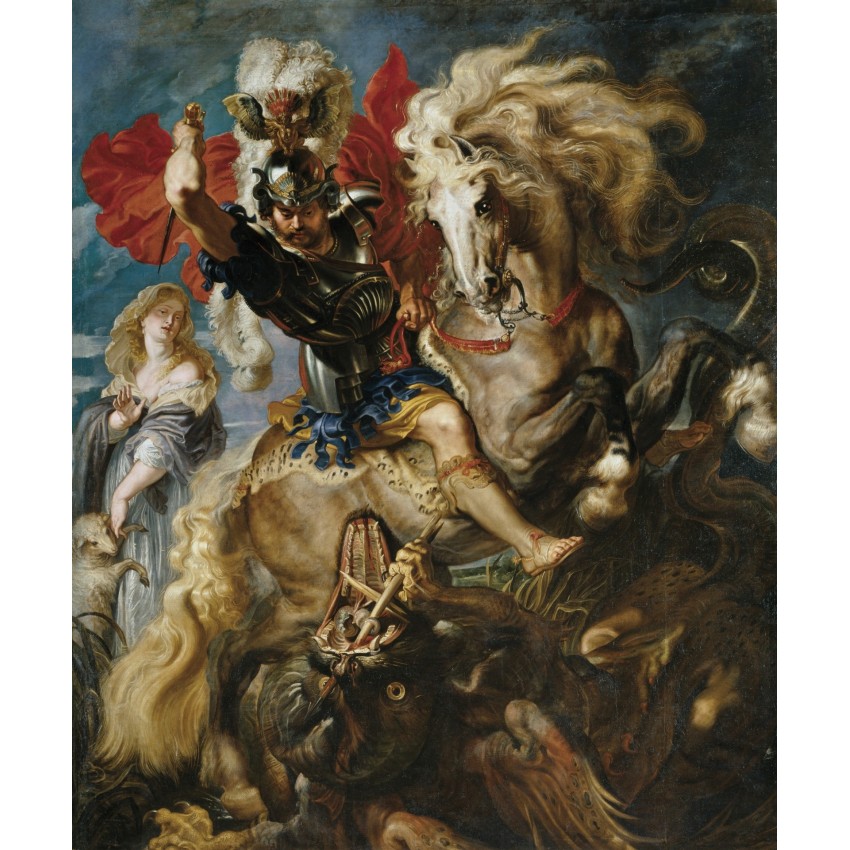 Cartel "La lucha de San Jorge y el dragrón"