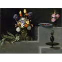 "Still Life with Artichokes, Flowers and Glass Vessels" Pot Stand