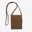 Brown leather mobile shoulder bag
